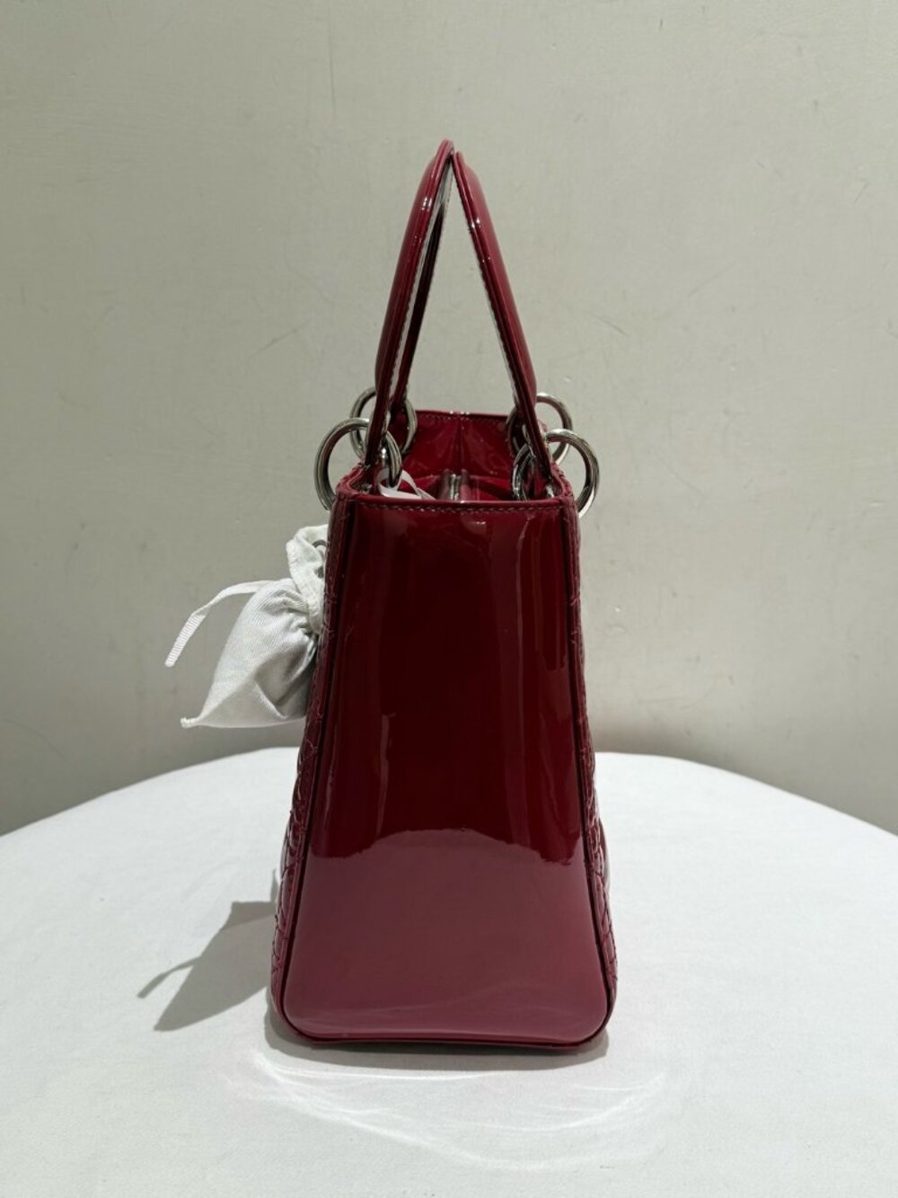 Dior Lady Dior Red Patent Leather 5-Cannage Handbag - Picture 5 of 9